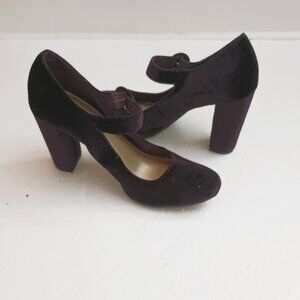 Christian Siriano Mary Jane Heels 7 Purple Velvet Buckle Shoes